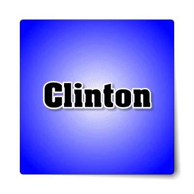clinton male name blue sticker