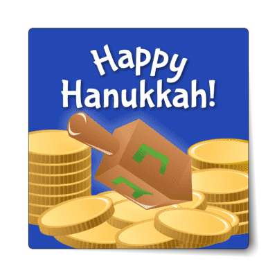 coins dreidel happy hanukkah sticker