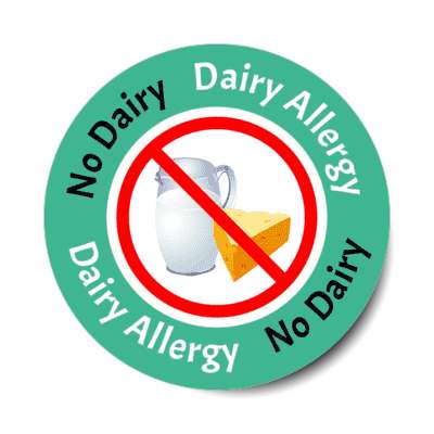 dairy allergy milk cheese red slash green stickers, magnet