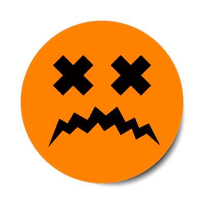 dead jack o lantern pumpkin face sad sticker