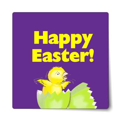 easter chick purple green egg sticker