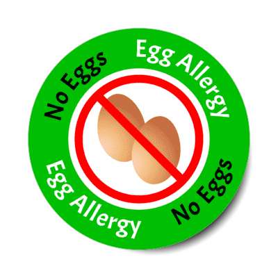 egg allergy red slash green stickers, magnet