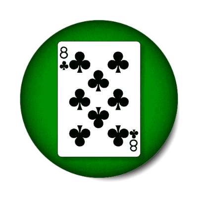 eight of clubs playing card stickers, magnet