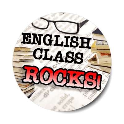 english class rocks books reading glasses sticker