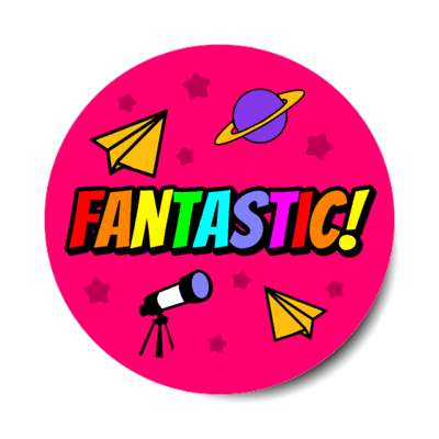 fantastic saturn telescope paper airplanes stickers, magnet