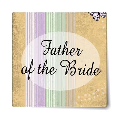 father of the bride oval orange lines vertical sticker