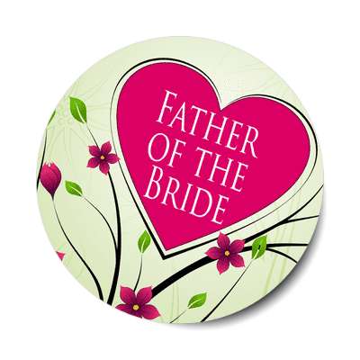 father of the bride red heart branches flowers sticker