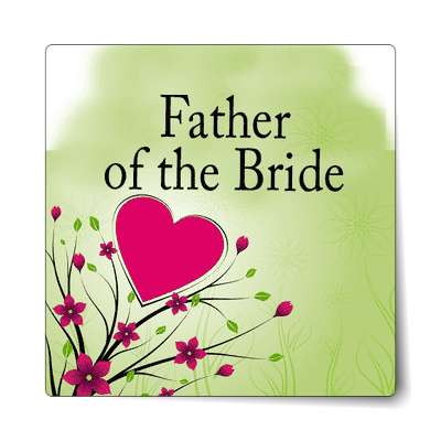 father of the bride small red heart flowers branches sticker