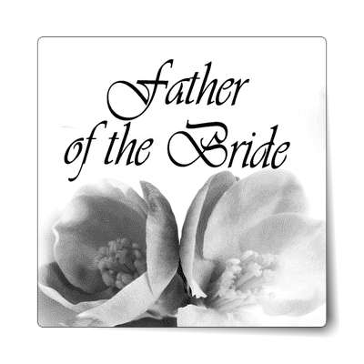 father of the bride stylized two large grey flowers sticker