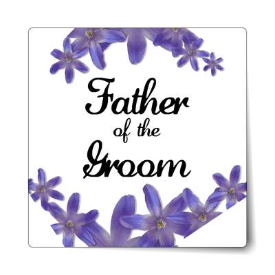 father of the groom flowers purple border sticker