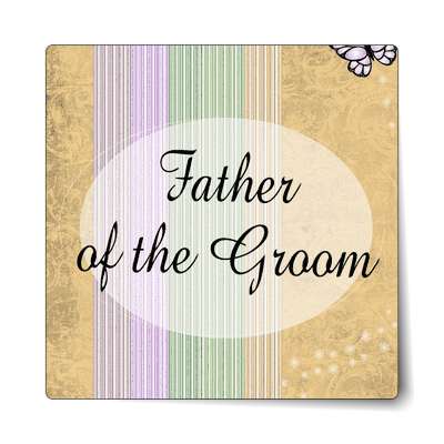 father of the groom oval orange lines vertical sticker