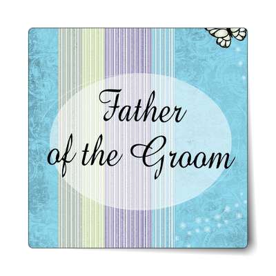 father of the groom oval vertical blue lines sticker