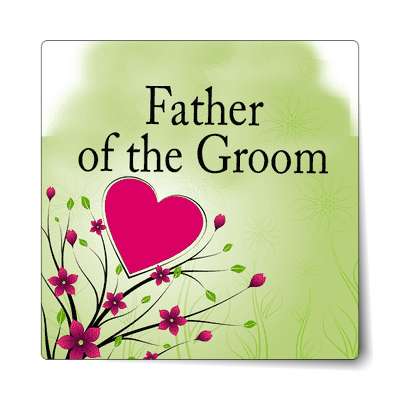 father of the groom small red heart flowers branches sticker