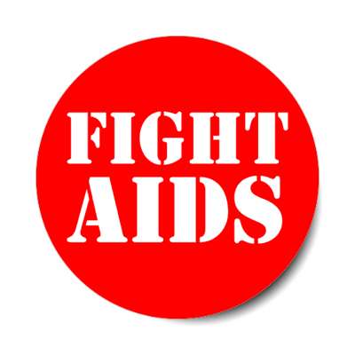 fight aids stencil red stickers, magnet