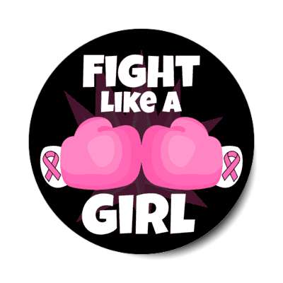 fight like a girl pink boxing gloves black stickers, magnet