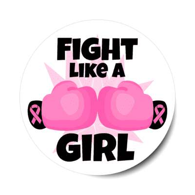 fight like a girl pink boxing gloves white stickers, magnet