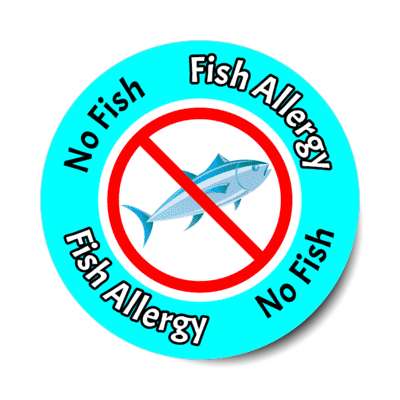 fish allergy red slash aqua stickers, magnet