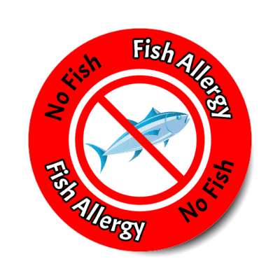 fish allergy red slash red stickers, magnet