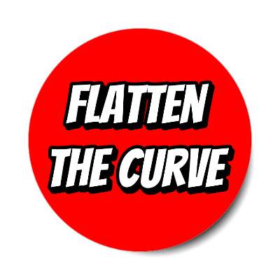 flatten the curve bright red sticker