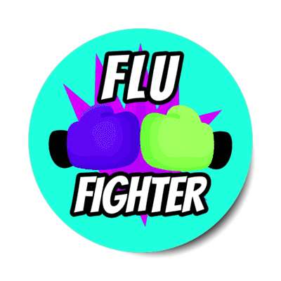 flu fighter boxing gloves aqua stickers, magnet