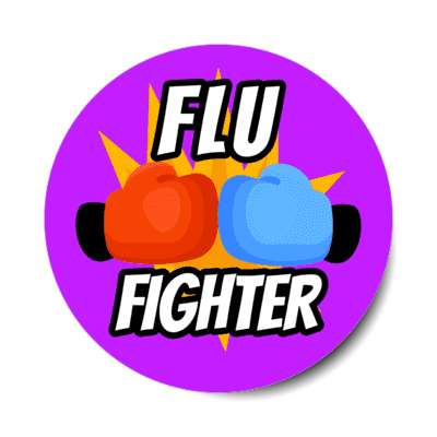 flu fighter boxing gloves purple stickers, magnet