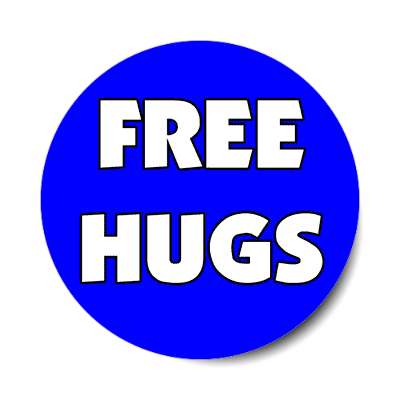 free hugs bold blue stickers, magnet