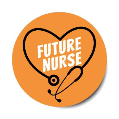 future nurse stethoscope heart orange stickers, magnet
