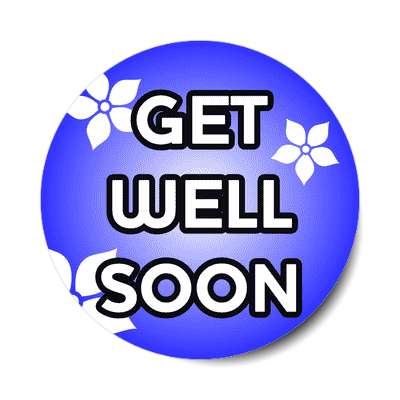 get well soon flower silhouette blue sticker