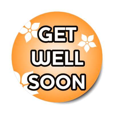 get well soon flower silhouette orange sticker