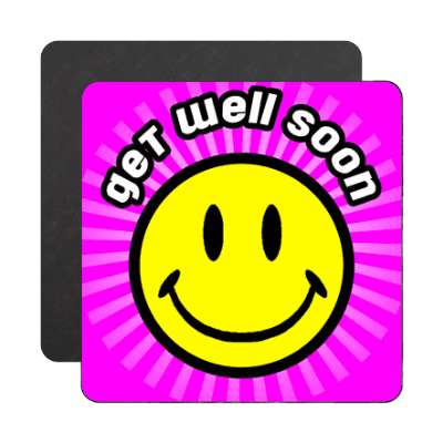 get well soon magenta rays smile face magnet