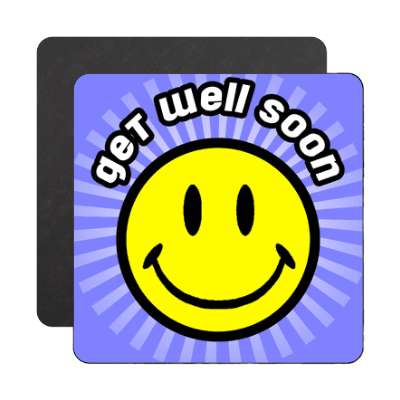 get well soon rays blue smile face magnet
