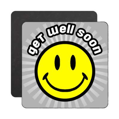 get well soon rays grey smiley magnet