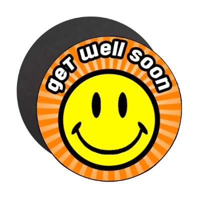 get well soon rays orange smile face magnet