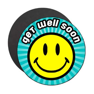 get well soon rays teal smile face magnet