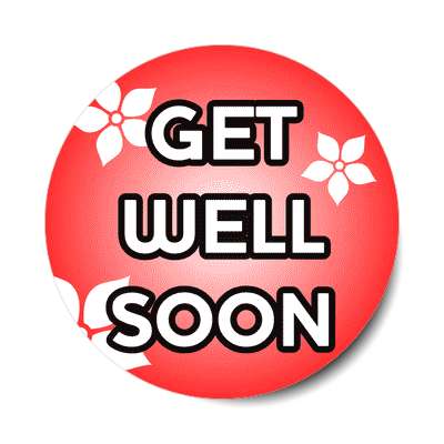 get well soon red flower silhouette sticker