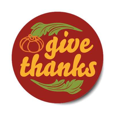 give thanks pumpkin flourish leaves sticker