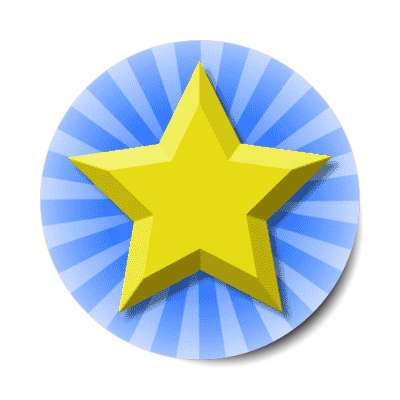 gold star blue burst sticker