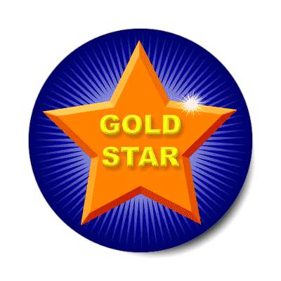 gold star orange deep blue sticker