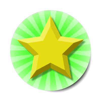 green burst gold star rays stickers, magnet