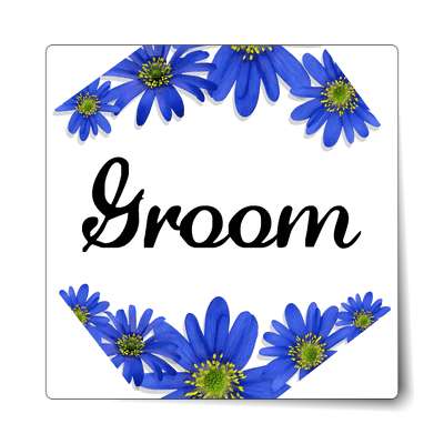groom blue flowers border sticker