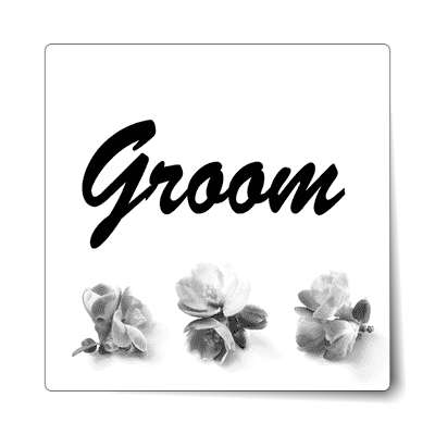 groom brush bold three grey flowers sticker