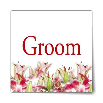 groom classic red flowers bottom sticker