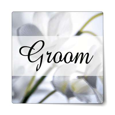 groom flowers cursive classic middle rectangle sticker