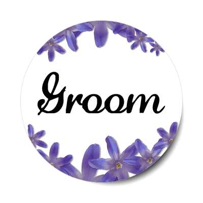 groom flowers purple border sticker
