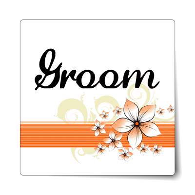 groom orange lines flowers sticker