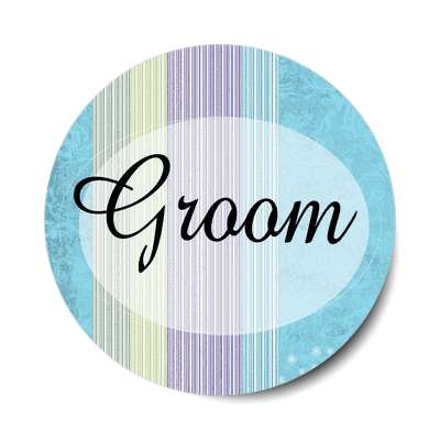 groom oval vertical blue lines sticker