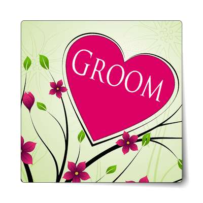 groom red heart branches flowers sticker