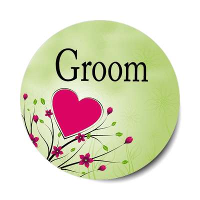 groom small red heart flowers branches sticker