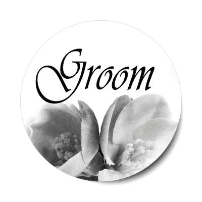 groom stylized two large grey flowers sticker