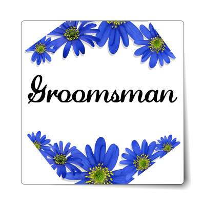 groomsman blue flowers border sticker